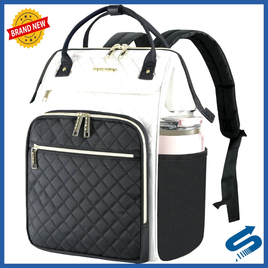 Large Capacity Laptop Backpack Water-Repellent Quilted Casual Daypack With Usb